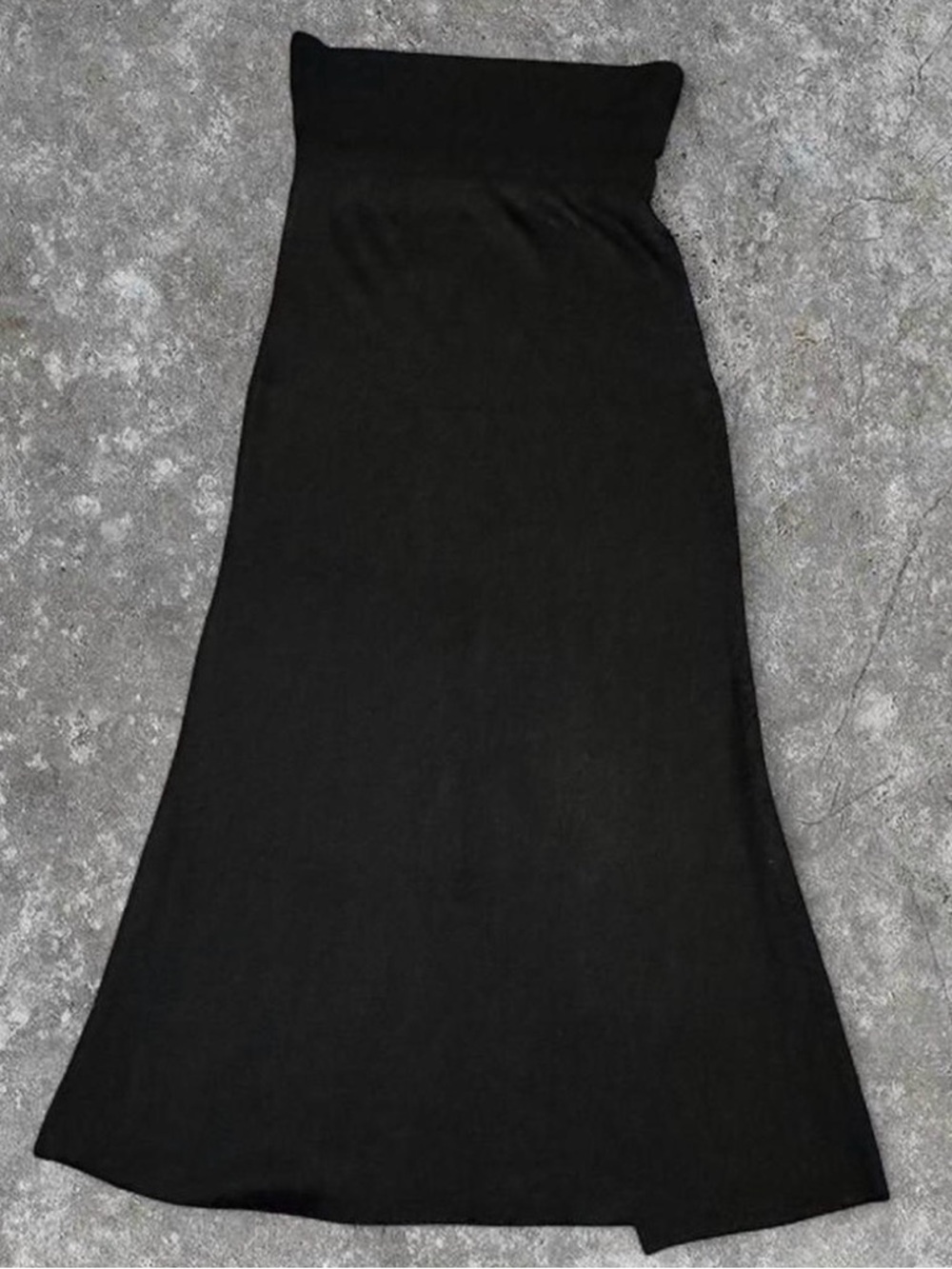 Proenza Schouler Black Viscose Maxi Skirt with Fold-Over Waist